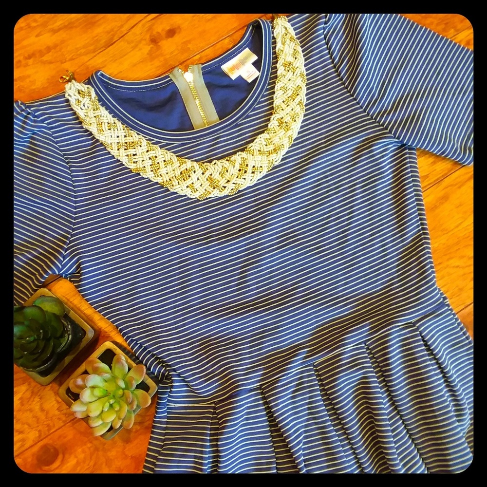 Small Blue & White Stripe Amelia Pocket Dress